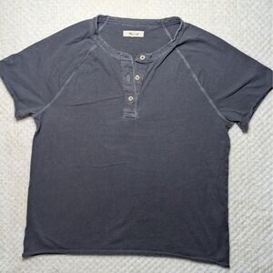 Madewell Gray Short Sleeve Henley T-Shirt W Medium Button Front Cotton Casual